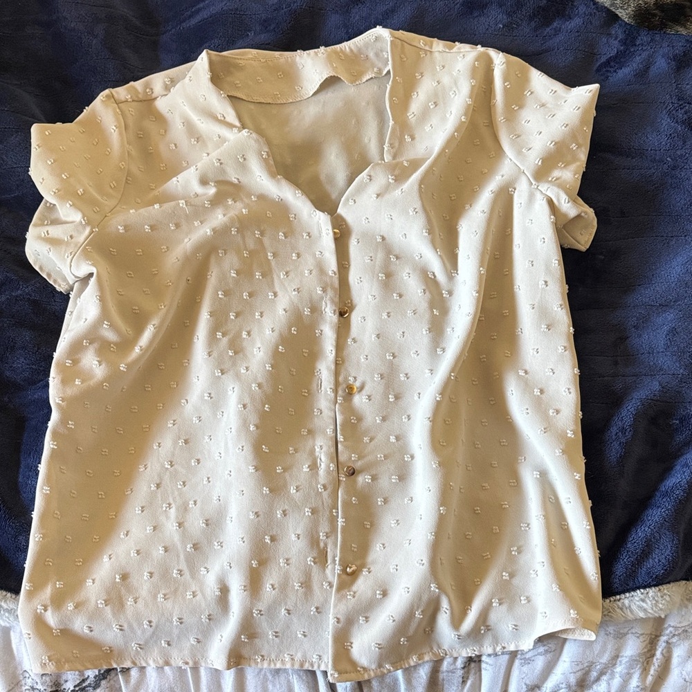 Cream Button-Up Blouse